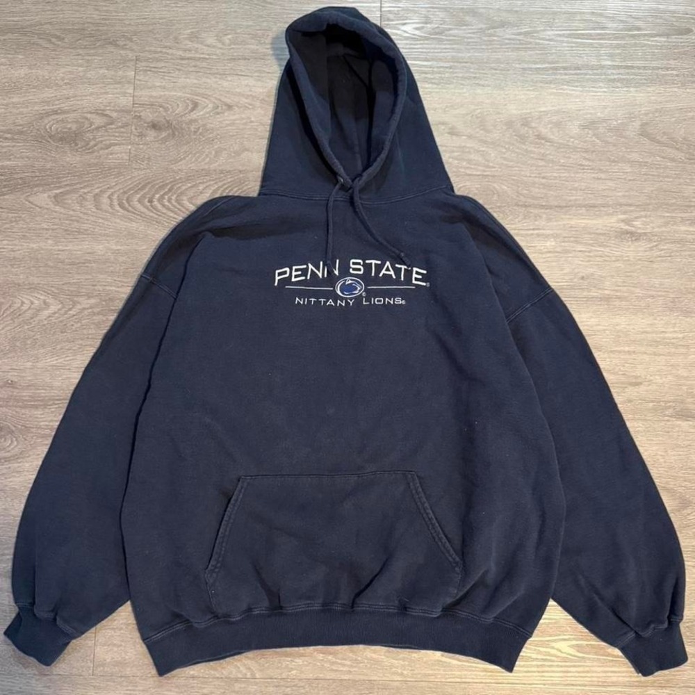 Vintage 90s Penn State Nittany Lions Hoodie Navy XL Boxy College Embroidered
